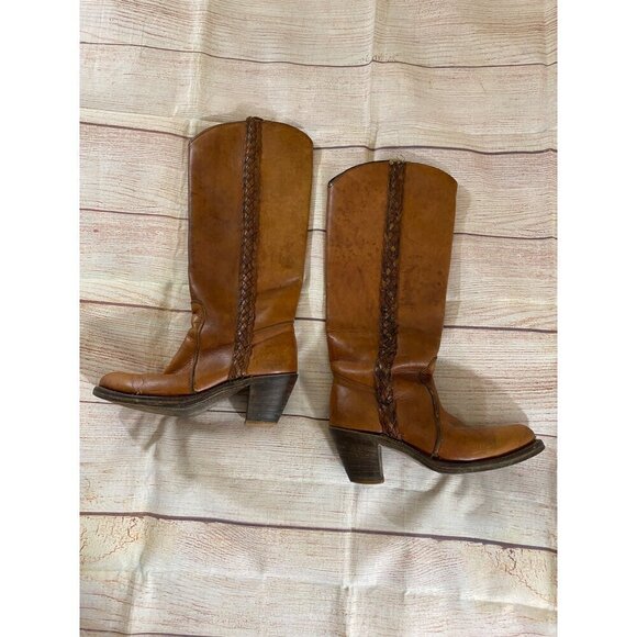 Vintage Double H Women's Brown Leather Cowboy Boots - 6B - Picture 4 of 15